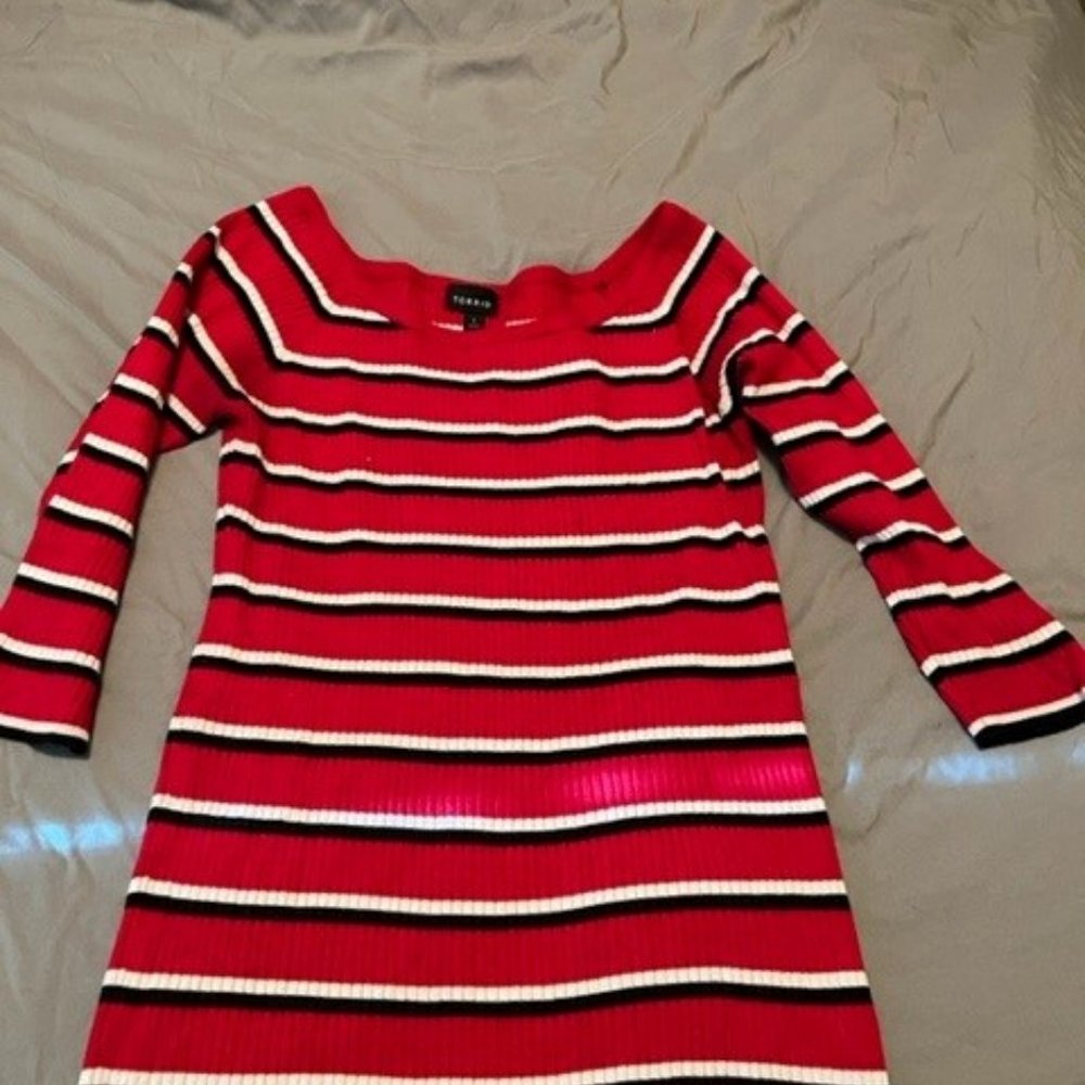 Torrid Sweater, striped black and red